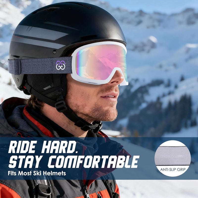 Golight Low Bridge Fit Ski Goggles – Asian Fit, Anti-Fog Double Lens, UV400 REVO Lens, Triple-Layer Foam for All-Day Skiing - Image 2